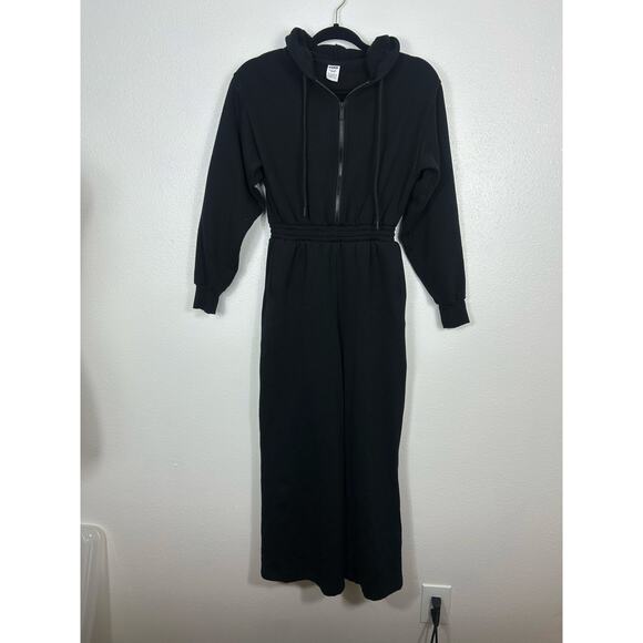 PINK Victoria's Secret Wide Leg Hooded Longsleeve Jumpsuit Black XS Athletic - Picture 2 of 8